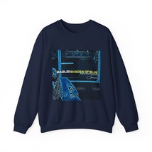 Shades Of Blue Madlib Art Long Sleeve Sweatshirt Graphic Print Crewneck ... - $29.22+