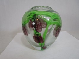 Vtg Daniel Salazar/ Lundberg Studios Floral Purple Iris Crystal Vase Enc... - $74.24