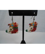 Vintage Plastic Christmas stockings Drop Earrings with Presents - £7.50 GBP