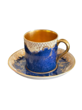 Crown Staffordshire Cobalt Blue and Gold Demitasse Cup and Saucer - £38.66 GBP