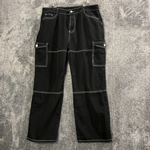 Baggy Skater Pants 36x29 Black Streetwear y2k Pockets Unisex No Brand - $19.83