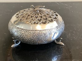 Silver Ornate Islamic Incense Censer Box with Dove Finial 221 Grams - $345.51