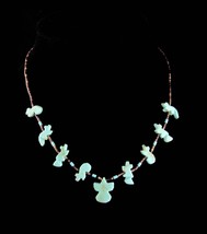 Vintage Talisman Fetish Necklace / Carved turquoise dove/  beach jewelry / hippi - £98.86 GBP