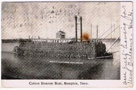 Tennessee Postcard Memphis Cotton Steamer Boat T P Leathers 4000 Bales - £10.49 GBP
