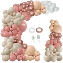 154Pcs Dusty Rose Pink Blush Balloons Garland Arch Kit Boho Nude Cream Peach Ret - £19.73 GBP