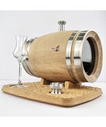 Oak Barrel 3L Whiskey &amp; Cocktail Aging Barrel, Natural Solid Oak Wine Ba... - $998.00