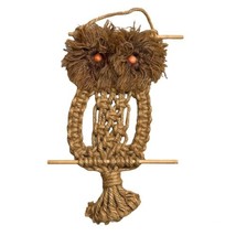 Owl Jute Macramé Boho Wall Hanging Hippie Art Tapestry Minimalist 22&quot;x12&quot; Vntage - £18.60 GBP