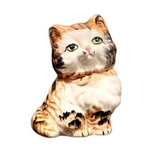 Vintage Ceramic Calico Cat Kitten Kitty Coin Piggy Savings Bank With Stopper - £14.73 GBP