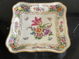 Antique Dresden 8&quot; Reticulated Square Porcelain Dish * - £236.07 GBP