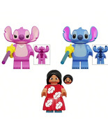 3Pcs Disney Stitch Minifigure Stitch Lilo Angel Assembly Mini Building Block Toy - $356.03 MXN