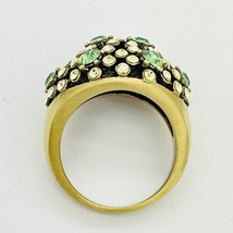 Heidi Daus Dome Ring with Light Green  And  Yellow Cluster Crystals Size 10 - $44.54