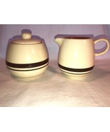 McCoy Brown And White Creamer And Sugar With Lid Mint - $19.99