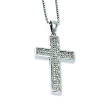 Sterling Silver &amp; CZ Brilliant Embers Cross Necklace Jewelry 18&quot; - £43.29 GBP