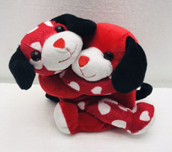 Loving Hugging Puppy Dogs  Couple Red White Valentine Plush 8&quot; Toy  Stuffed - £11.57 GBP