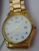 Mathey Tissot Date Watch Men&#39;s 30m Gold Tone Case MT-MBBN009G2A - $69.96