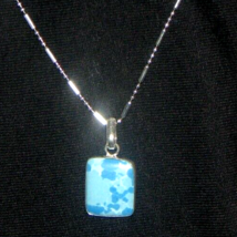 925 Sterling S Elegant Necklace with Atlantis. Dolphin Larimar Gem Pendant 18&quot; - £20.24 GBP