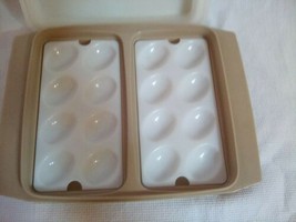 Vintage Tupperware Tan Deviled Eggs Carrier Holder Inserts Lid Good Condition - £11.61 GBP