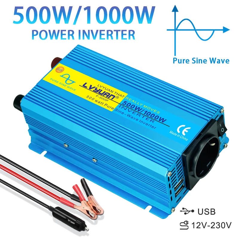 Pure Sine Wave DC 12V TO 230V 1000W/1200W/2000W Car Plug Inverter Adapter Power - £44.04 GBP+