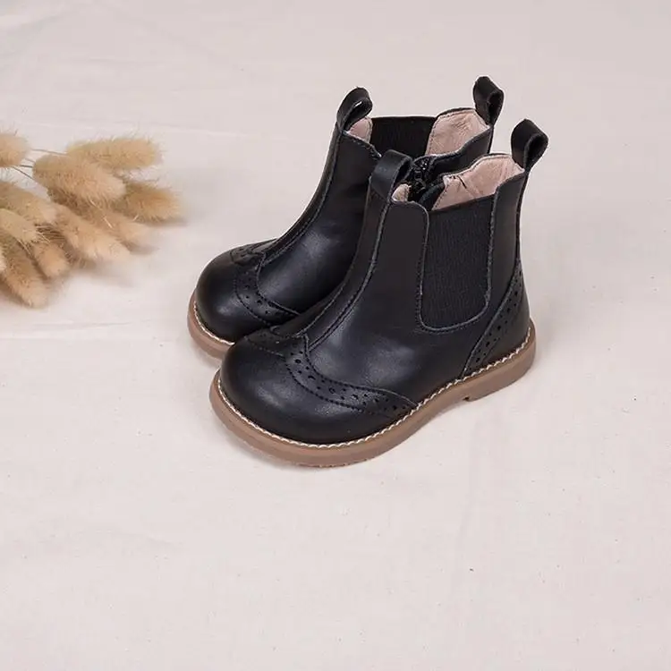 Kids Leather Retro Boots Girls Fashion Chelsea Shoes Baby British Style Casual C - £188.56 GBP