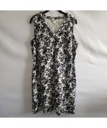 BRIGGS Dress Womens LG Linen Floral Tropical Knee Length Sleeveless Pockets - €12,74 EUR