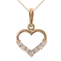 Brillante Moissanite Diamante 14K Rosa Placcato Oro Cuore Amore Ciondolo Collana - £92.98 GBP