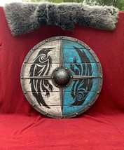 Raven Bird Viking Shield Wooden Shield Heavy Metal Fitted 24 inch Shield - £92.94 GBP