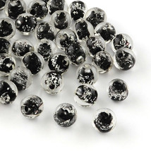 10 Glow In The Dark Glass Beads 12mm Lampwork Black Jewelry Making Supplies Set - £3.09 GBP