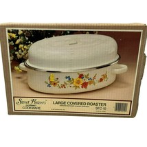 Sweet Flowers Vtg 90s Enamel Floral Large Roaster w/Lid Gourmet Cookware Spain - $37.51