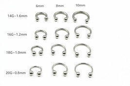 LOT50pcs Body Jewelry - 20g 18g 16g 14g Surgical Steel Ear/Nose/ Lip Labret Ring - £18.85 GBP