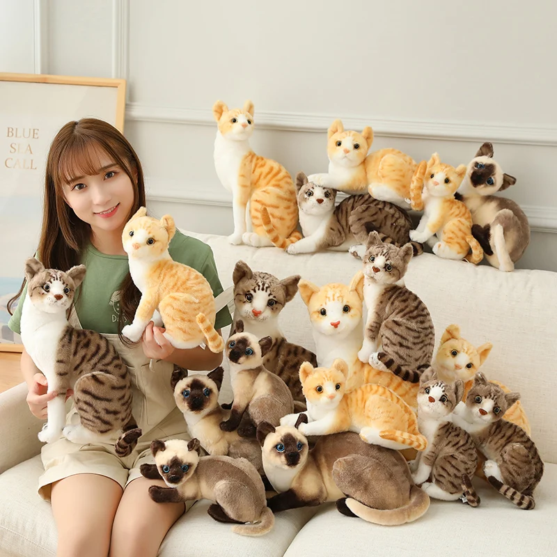 Soft Stuffed Lifelike Cute kitty Plush Toy Simulation American Shorthair Cat - £11.14 GBP+