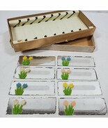 Vintage 1950 Eight Glass Place Cards Floral Party Vintage in Box - $604.47 MXN