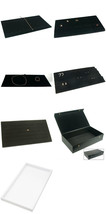 Black Faux Leather Jewelry Travel Case w/ 9 White Plastic Trays and Displays  - £82.32 GBP