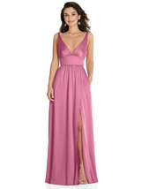 V-Neck Shirred Skirt Maxi Dress, Convertible Straps..TH093..Orchid Pink..Size L - £59.13 GBP