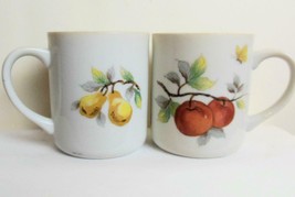 Set of 2 Vintage Bone China Mugs with Fruit and Butterfly - £14.99 GBP
