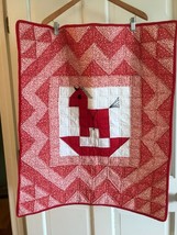 Hand Made Quilted Wall Hanging  Red, White~Rocking Horse 27&quot; x 32&quot; - £24.53 GBP