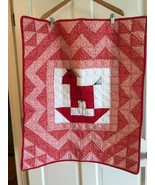 Hand Made Quilted Wall Hanging  Red, White~Rocking Horse 27&quot; x 32&quot; - £24.15 GBP