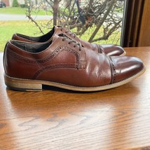 Stacy Adam Dickinson Oxford Men 9 Brown Leather Cap Toe Casual Dress Shoe RP$115 - £17.33 GBP
