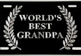 Engraved World’s Best Grandpa Or Custom Text Car Tag Metal License Plate Gift - £17.41 GBP