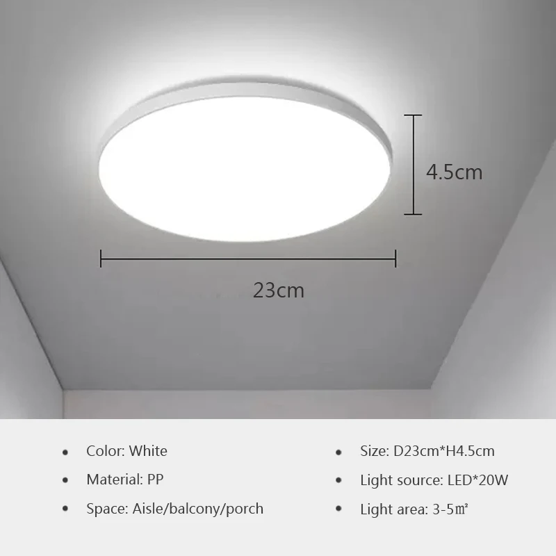  Simple LED Ceiling Light Ultra-thin Round Balcony Light room Bathroom Study Hal - £169.33 GBP