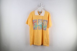 Vtg 90s Country Primitive Womens Medium Flower Collared Short Sleeve T-Shirt USA - £31.61 GBP