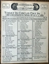 1944 CIRCUS DAY ROUTE CARD (October 1) Charlie Campbell&#39;s list of travel... - $9.89