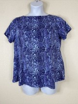 D &amp; Co Womens Size LP Blue Snakeskin Boat Neck T-shirt Short Sleeve - £8.49 GBP