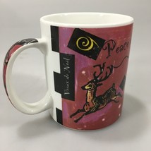 Starbucks Deborah Reinhart Seasons Greetings Reindeer Red Christmas Coffee Mug - $24.01