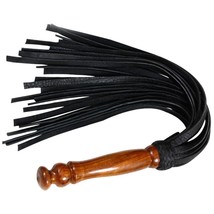 Genuine Cow Hide Leather Flogger 25 Tails Wooden Handle Black Heavy Duty Whip - £22.15 GBP