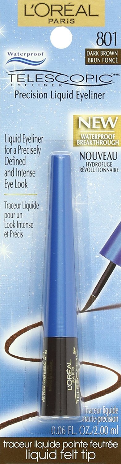 Primary image for L'Oreal Paris Telescopic Waterproof Eyeliner, Dark Brown 801, 0.06 Ounce 