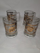 Lowenbrau Schlitz Ballantine Beer Gold Mugs Glass&#39;s Vtg Four - £23.57 GBP