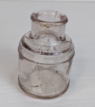 Vintage antique clear pink hue glass ink bottle FLAWED - $4.94