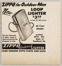 1948 Print Ad Magazine Advertisement Ziipo Loop Windproof Lighters Bradford,PA - £6.52 GBP
