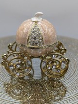 Pink Cinderella Bejeweled Pumpkin Carriage Coach Trinket Pill Jewelry Box Hinge  - $24.74