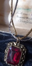Antique Vintage Victorian 1890-s RG/Silver Glass Pendant on Modern 26 in... - $97.02